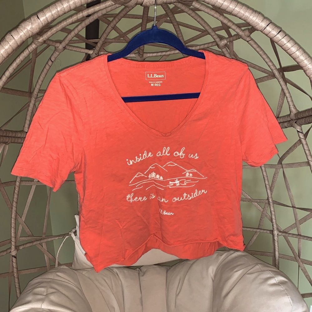 L.L.Bean Salmon Cropped Tee - classic cotton tee - Athleisure tee running top